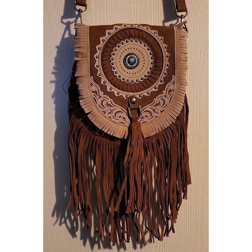 Montana West Concho Fringe Collection Saddle Bag/Crossbody Turquoise Perfect